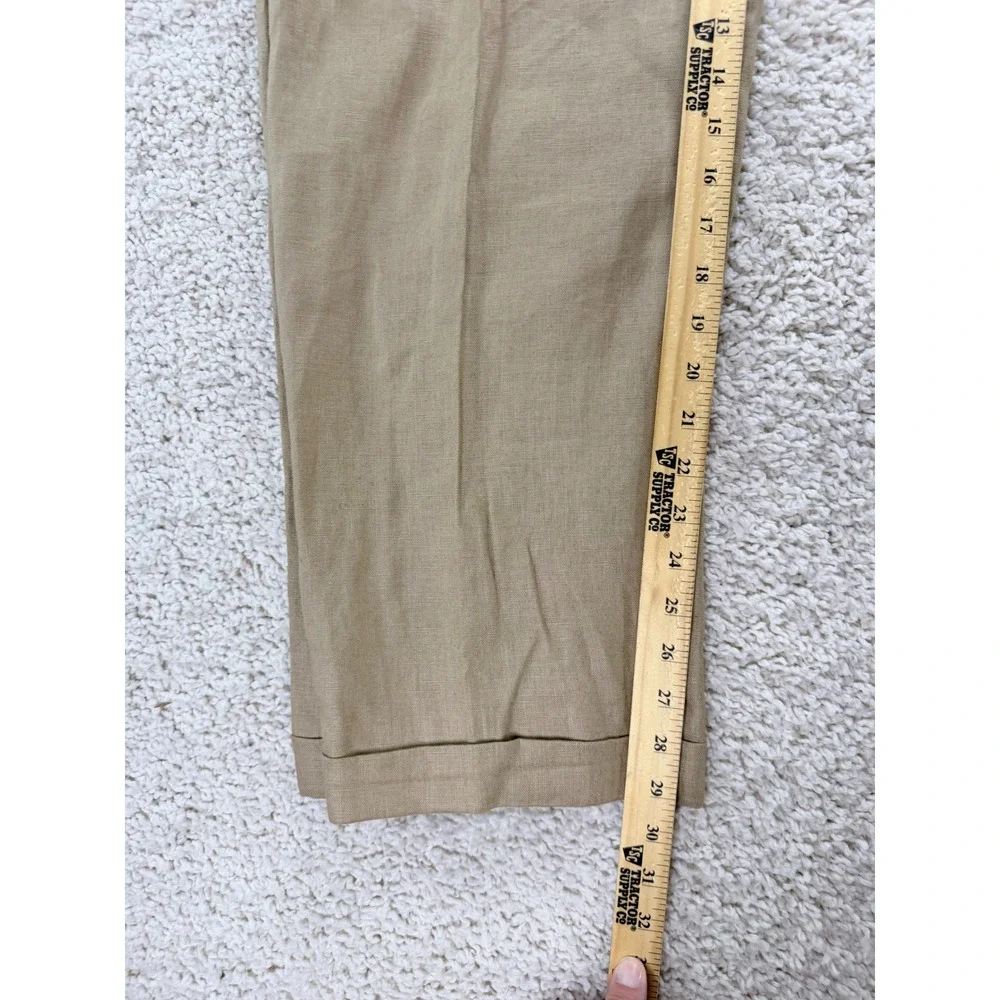 Brooks Brothers Linen Trousers Mens 33x32 Khaki Pleated Cuffed 346 Dress Pants